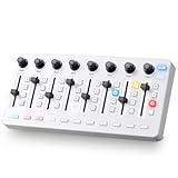 Vangoa Wireless Midi Controller Mixer Mute, Portable USB Midi Keyboard controlador Mixing Console 43 Backlit Button, 8 Channel Faders with LED indicator, 8 Assignable Endless Knobs for Daw, Mac, PC