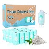 USBOO Diaper Bags Disposable for Baby - 20 Refill Rolls (300 Pack) Diaper Trash Bags with Dispenser, Diaper Bag Accessory, Fresh Powder Scent