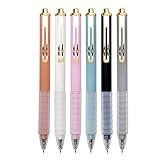 Linbsunne Ballpoint Pens Medium Point 1mm Black Ink Work Pen with Super Soft Grip Ball Point Pen for Men Women Retractable Office Pens (Gold Clip-6 count)