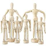 Menkxi 6 Pcs Artist Mannequin Model Wooden Manikin Drawing Moveable Figure Model with Stand Flexible Jointed Mannequin Human Drawing Model for Artists Sketching Painting Home Decoration(6 Pcs)