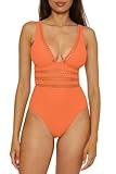 BECCA Women's Standard Modern Edge One Piece Swimsuit, Adjustable, Bathing Suits, Coral Rose