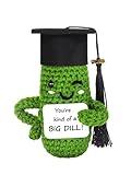 Primo Lines 2025 Graduation Gift - Handmade Crochet Emotional Support Pickle Doll with Cap, 4.73" Cute Knitted Potato Plushie, Unique Keepsake for Graduates, Friends & Anxiety Relief