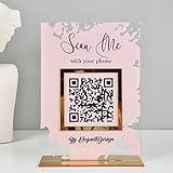 Pahdecor Customizable Acrylic Social Media QR Code Sign for Small Business Owners Display Your Instagram and TikTok Usernames and Get Social with