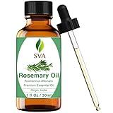 SVA Rosemary Essential Oil – 1 Fl Oz – 100% Natural Rosemary Oil for Hair, Face, Skin Care, Diffuser, Aromatherapy, Scalp, Body Massage, Soap and Candle Making – with Dropper