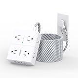 25Ft Extension Cord with Multiple Outlets, Flat Plug Power Strip Surge Protector 25 Ft Long Cord, 8 Outlet 4 USB Ports (2 USB C), Multi Outlet Wall Plug for Office, College, Dorm Room Essentials