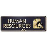 Human Resources Sign for Office Door, Black/Gold, Engraved, 3" x 9", Fade Resistance, Indoor/Outdoor Use, USA MADE By My Sign Center