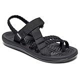 MEGNYA Comfortable Hiking Sandals for Women, Classic Open Toe Walking Shoes with Arch Support, Variety Flip Flop Sandals with Soft Toe-Post for Travel Poolside Black Size 7