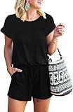 ANRABESS Rompers for Women Summer 2025 Casual Dressy One Piece Tshirt Short Pants Jumpsuit Beach Vacation Outfit Clothes A233-hei-XL Black