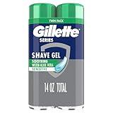 Gillette Series 3X Action Shave Gel, Sensitive Twin Pack, 7 Oz (Pack of 2)