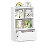 UTEX Kids Bookshelf and Toy Storage Organizer, Toddlers Bookcase with Cubbies, Adjustable Wood Shelf with Drawer for Bedroom, Playroom, Nursery, White