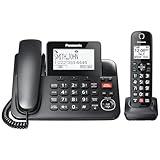 Panasonic Corded/Cordless Phone with Advanced Call Block, 2-Way Recording and Digital Answering Machine, 1 Handset Expandable up to 6 Cordless Handsets - KX-TGF850B (Black)