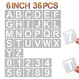 YEAJON 6 Inch Letter Stencils and Numbers, 36 Pcs Alphabet Stencils, Reusable Plastic Stencils for Wood, Wall, Fabric, Rock, Signage (6 Inch)