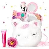 ULOVEME Kids Real Makeup Kit for Little Girls - Real, Non Toxic, Washable Make Up Toy - Umicorn Toys Gift for 3 4 5 6 7 8 9 10 12 Years Old Girls Birthday (Mini White Umicorn)