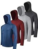 OYGSieg Men's Athletic Hoodies Long Sleeve Fishing Shirts for Men UPF SPF UV Sun Protection Shirts Lightweight Rash Guards L