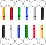 Set of 12 Extra Loud Whistles for Camping Hiking Hunting Outdoors Sports and Emergency Situations, Sturdy but Light Aluminium Key Chain Signals