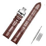 Moran Genuine Leather Replacement Watch Band Deployment Buckle 18mm 19mm 20mm 21mm 22mm 23mm 24mm Calfskin Watch Strap for Men's and Women's