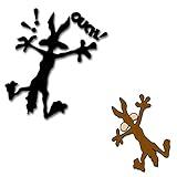 2 Pcs 9.8" 5.9" Reflective Dent Fix Car Decal, Cartoon Coyote Splat Hitting Wall Door Cars Laptop Truck Bumper Window Decal Bandaid Sticker