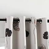 Taisier Home Floral Print Thermal Insulated Bedroom Heat Absorbing Room Darkening Energy Efficient Savings Living Room Window Curtain Grommet Panels, Set of 2, 52 W x 63 L, Black/Grey/Brown