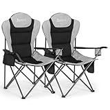 Seazul Camping Chairs 2 Pack, Camp Chair for Adults, Folding Chairs for Outside, Support 380 LBS, Portable Travel Lawn Outdoor Camping Chairs with Cup Holder & Cooler Bag, Sports Chairs for Baseball