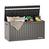 EAST OAK Outdoor Storage Box, 60 Gallon Deck Box Indoor and Outdoor Use, Waterproof Resin Storage Bin for Patio Cushions, Gardening Tools, Lockable, UV Resistant, Grey