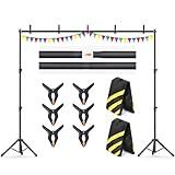 Forlogic 10x7.5Ft Backdrop Stand, Heavy Duty Adjustable Photo Back Drop Stand Kit for Parties, Photography, Banner Stand (Includes Six Background Stand Clamps)