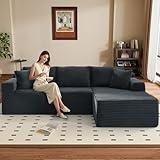 105" Cloud Sectional Modular Couch, Modern Minimalism L Shape Sofa, Corduroy Boneless Couches for Living Room, No Assembly Required (Dark Grey, Right Facing Chaise)