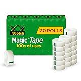 Scotch Magic Tape, Invisible, Home Office Supplies and Back to School Supplies for College and Classrooms, 20 Rolls