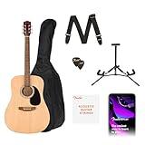 Fender FA-25 Dreadnought Acoustic Guitar Kit, Beginner Guitar Kit, with 2-Year Warranty, Includes Padded Gig Bag, Guitar Stand, Guitar Strap, and More, and Free Lessons, Natural