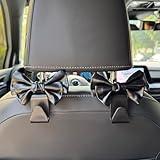2PCS Bow Car Seat Headrest Hooks, Cute Car Accessories Interior Hangers for Handbags, Grocery Bags, Backseat Storage, Universal Fit for Cars SUVs Trucks (Black)