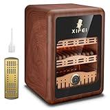 XIFEI Cigar Humidor, Cigar Humidor Cabinet for 150 Cigars, LED Lighting Desktop Humidor with Spanish Cedar Wood Shelves, Hygrometer & Humidifier, Men's Gift for Christmas Father's Day