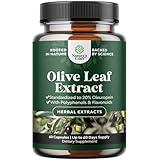 Potent Olive Leaf Extract Capsules - High Strength Antioxidant Supplement with Pure Olive Leaf with 20% Oleuropein - Herbal Heart Health Supplement - Vegan Non-GMO & Gluten Free (2 Month Supply)