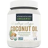 Viva Naturals Organic Coconut Oil - Unrefined, Cold-Pressed Extra Virgin Coconut Oil, USDA Organic and Non-GMO Cooking Oil, Great as Hair Oil and Skin Oil, 54 fl oz