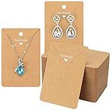 joycraft 100Pcs Kraft Earring Cards Necklace Display Cards,Brown Paper Ear Studs Display Cards,Personalized Jewelry Cards for Selling,Hanging Earring and Necklace,DIY Crafts,and Retail(3.5"x2.4")