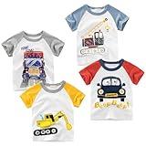 Toddler Boys Shirts Short-Sleeve Little Kids t Shirts Boys' Tops, Tees & Shirts Graphic TEE Age for 2-7 Years 4-Pack