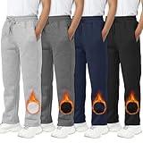 Resinta 4 Pack Boys Fleece Jogger Sweatpants with Pocket Drawstring Soft Youth Active Athletic Jogger Pants for 5-16 Years