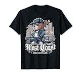 RAISED ON WEST COAST HIP HOP Teddy Bear Old School 90s 80s T-Shirt