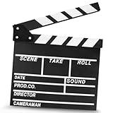 KISEER 12"x11" Movie Film Clap Board Wooden Movie Clapboard Film Clapper Board, Black & White