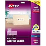 Avery Printable Address Labels with Sure Feed, 1" x 2-5/8", Matte Clear, 300 Blank Mailing Labels (18660)