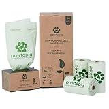 Pawtria Certified Home Compostable Dog Poop Bags (120 Bags + Paper Dispenser), Biodegradable Poop Bags, Cat Litter, Vegetable Starches, Leak proof Dog Waste Bags, Easy to Open, Extra Thick