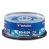 Verbatim BD-R 50GB 8X Blu-ray Recordable Media Disc Double Layer- 25 Pack Spindle - 98356, White