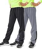 DEVOPS Boys Active Performance Workout Athletic Training Pants (Medium, Black/Gray [2 Pack])