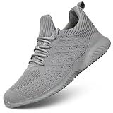 Men's Non Slip Running Shoes Ultra Light Breathable Casual Walking Shoes Fashion Sneakers Mesh Workout Sports Shoes Grey