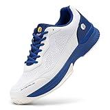FitVille Wide Pickleball Shoes for Men White Tennis Shoes Sneakers for All Court Racquetball Athletic Shoes for Racquet Sport | Arch Support & Wide Toe Box (9.5 Wide, Royal Blue & White)