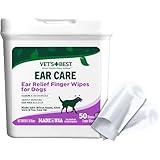 Vet's Best Ear Relief Finger Wipes | Ear Cleansing Finger Wipes for Dogs | Sooths & Deodorizes | 50 Disposable Wipes