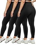 HLTPRO 3 Pack Plus Size Leggings for Women(X-Large - 4X)- High Waist Stretchy Soft Pants for Workout Running Yoga Black/Black/Black