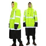 sesafety Safety Rain Coats for Men Work, Class 3 HighVisibility Rain Gear Construction, Reflective Hi Vis RainJacket Lightweight Waterproof