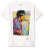 Liquid Blue unisex adult Jimi Hendrix Pop Art 'Scuse Me While Kiss the Sky T-shirt T Shirt, White, Medium US