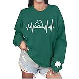 One Day Shipping Items Irish St Patrick's Day Sweatshirt for Women Crewneck Luck Clover Print Long Sleeve Simple Shamrock Pullover Festival