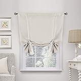 H.VERSAILTEX Blackout Room Darkening Curtain Balloon Curtains & Tie-up Curtains Bathroom Window Shades Short Rod Pocket Curtain Panel - 42" Wide by 63" Long - Solid in Ivory/Cream