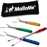 MalloMe Smores Sticks for Fire Pit 45 inch Extra Long - Marshmallow Roasting Sticks Smores Kit -Smore Skewers Hot Dog Fork Campfire Cooking Equipment, Camping Essentials, Outdoor Accessories (4 Pack)